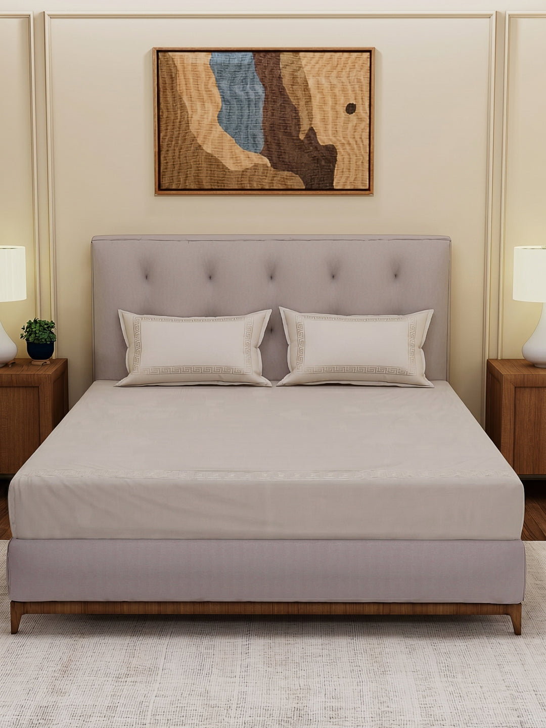 Premium 110 GSM Polyester King Size Bedsheet with 2 Pillow Covers Elite Embroidery Collection