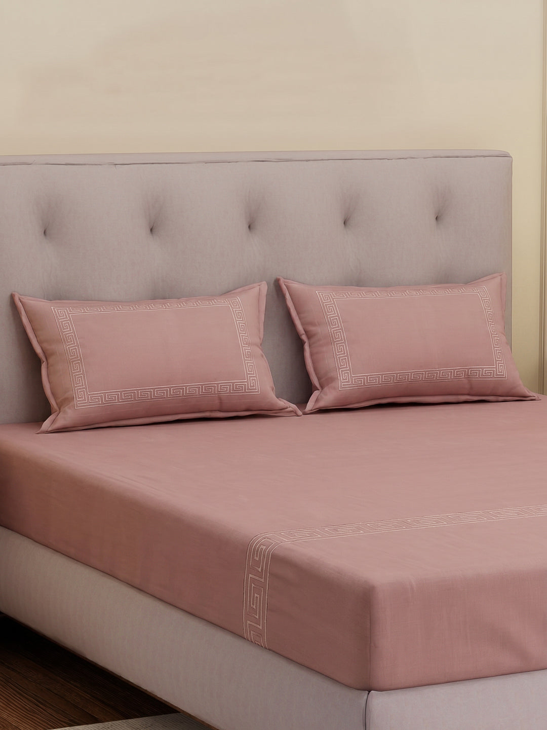 Premium 110 GSM Polyester King Size Bedsheet with 2 Pillow Covers Elite Embroidery Collection