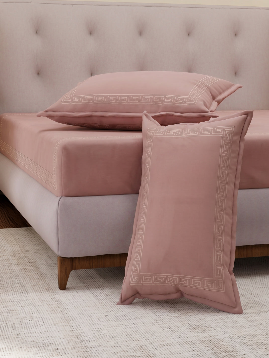 Premium 110 GSM Polyester King Size Bedsheet with 2 Pillow Covers Elite Embroidery Collection
