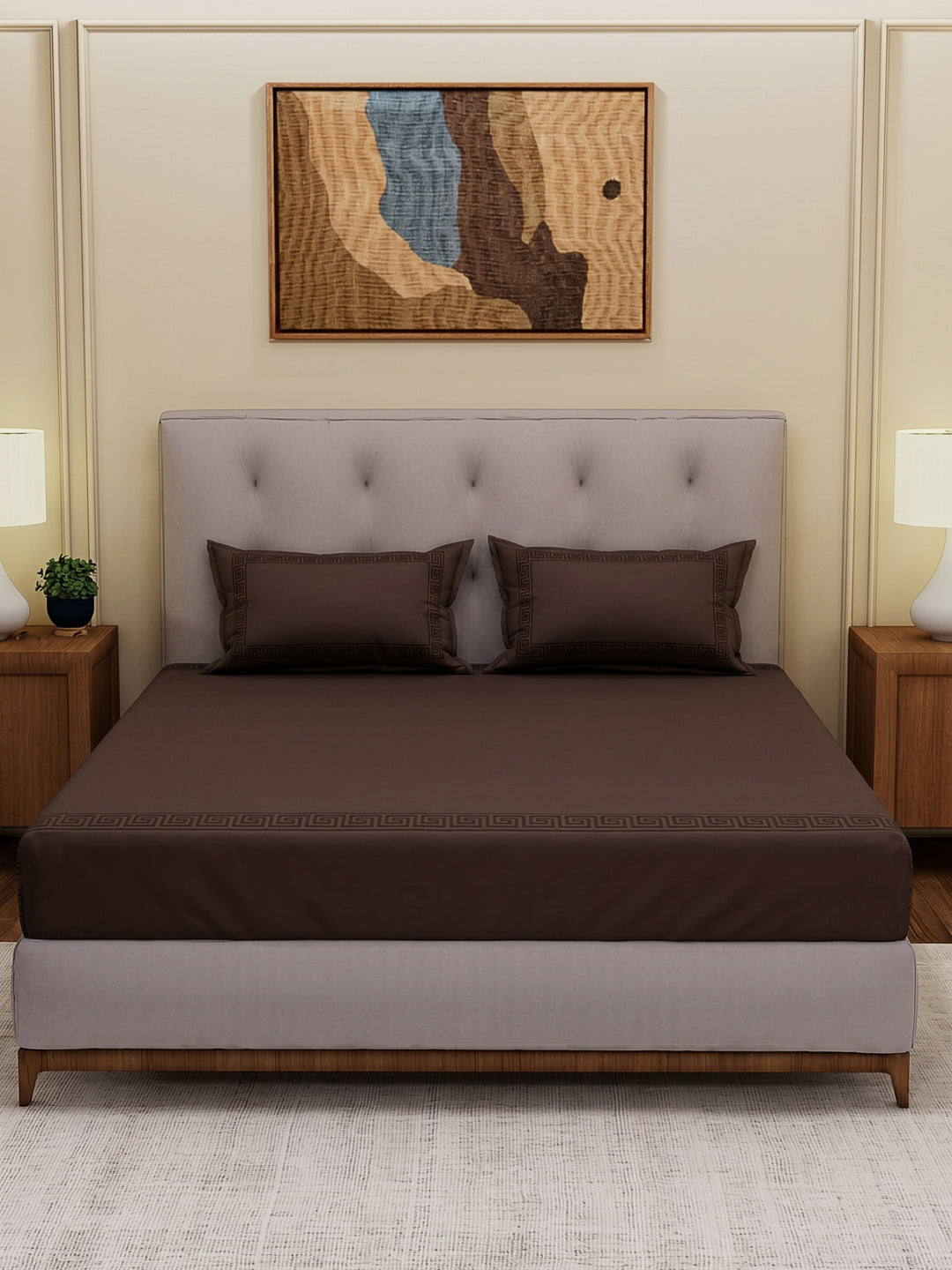 Premium 110 GSM Polyester King Size Bedsheet with 2 Pillow Covers Elite Embroidery Collection