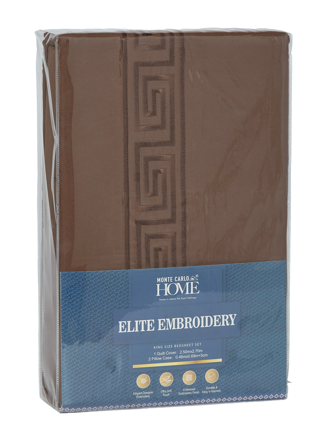 Premium 110 GSM Polyester King Size Bedsheet with 2 Pillow Covers Elite Embroidery Collection