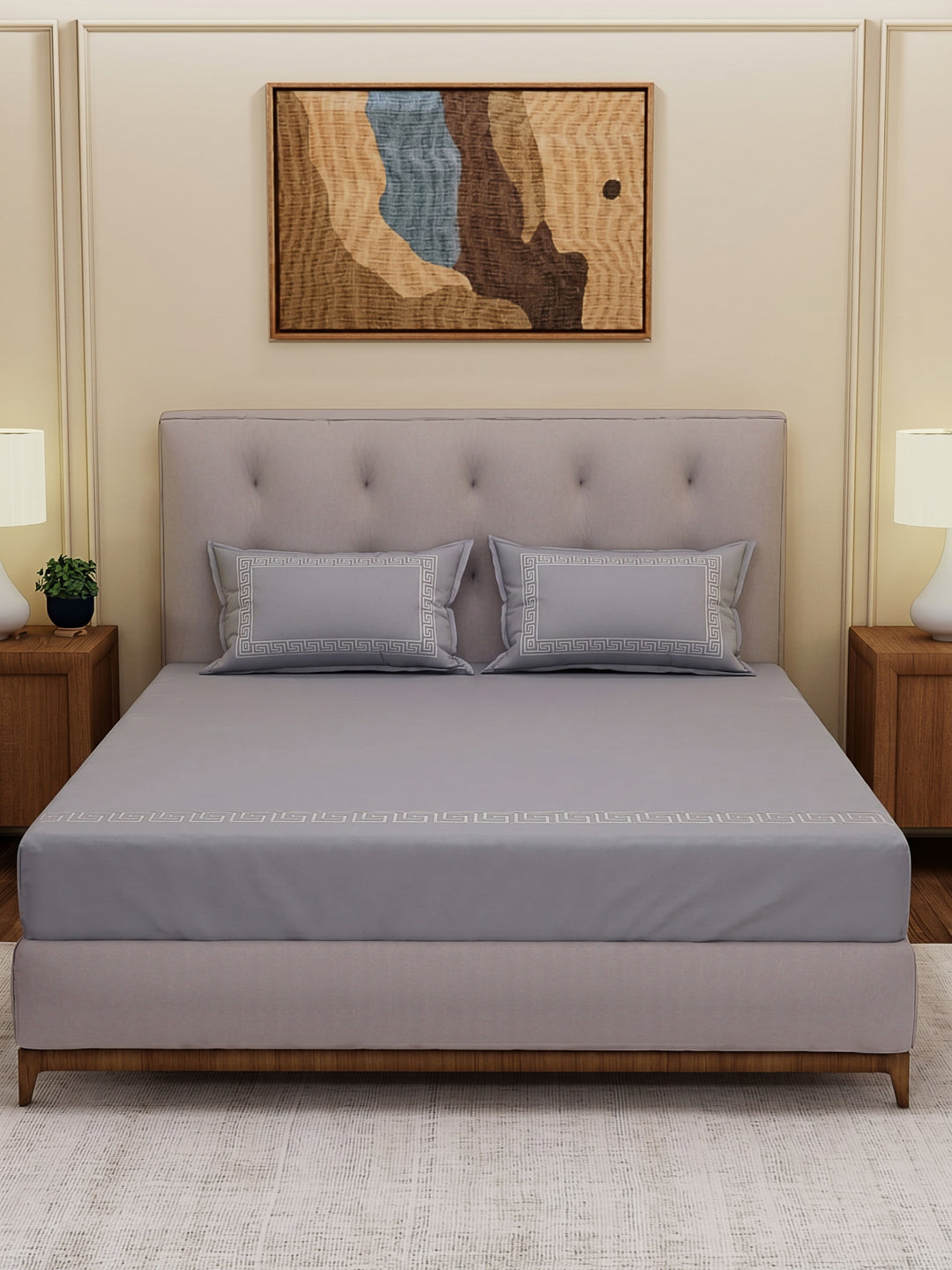 Premium 110 GSM Polyester King Size Bedsheet with 2 Pillow Covers Elite Embroidery Collection
