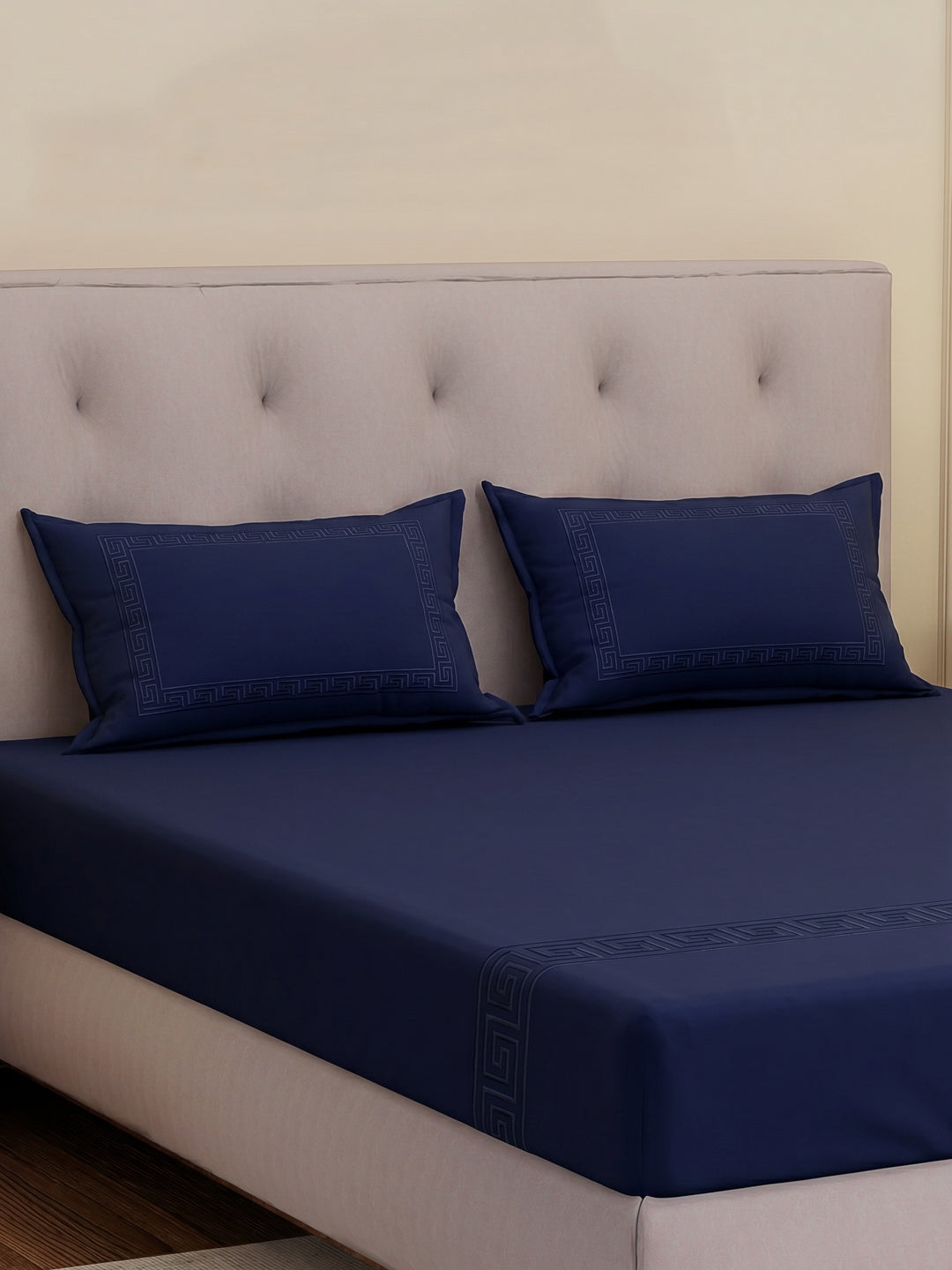 Premium 110 GSM Polyester King Size Bedsheet with 2 Pillow Covers Elite Embroidery Collection