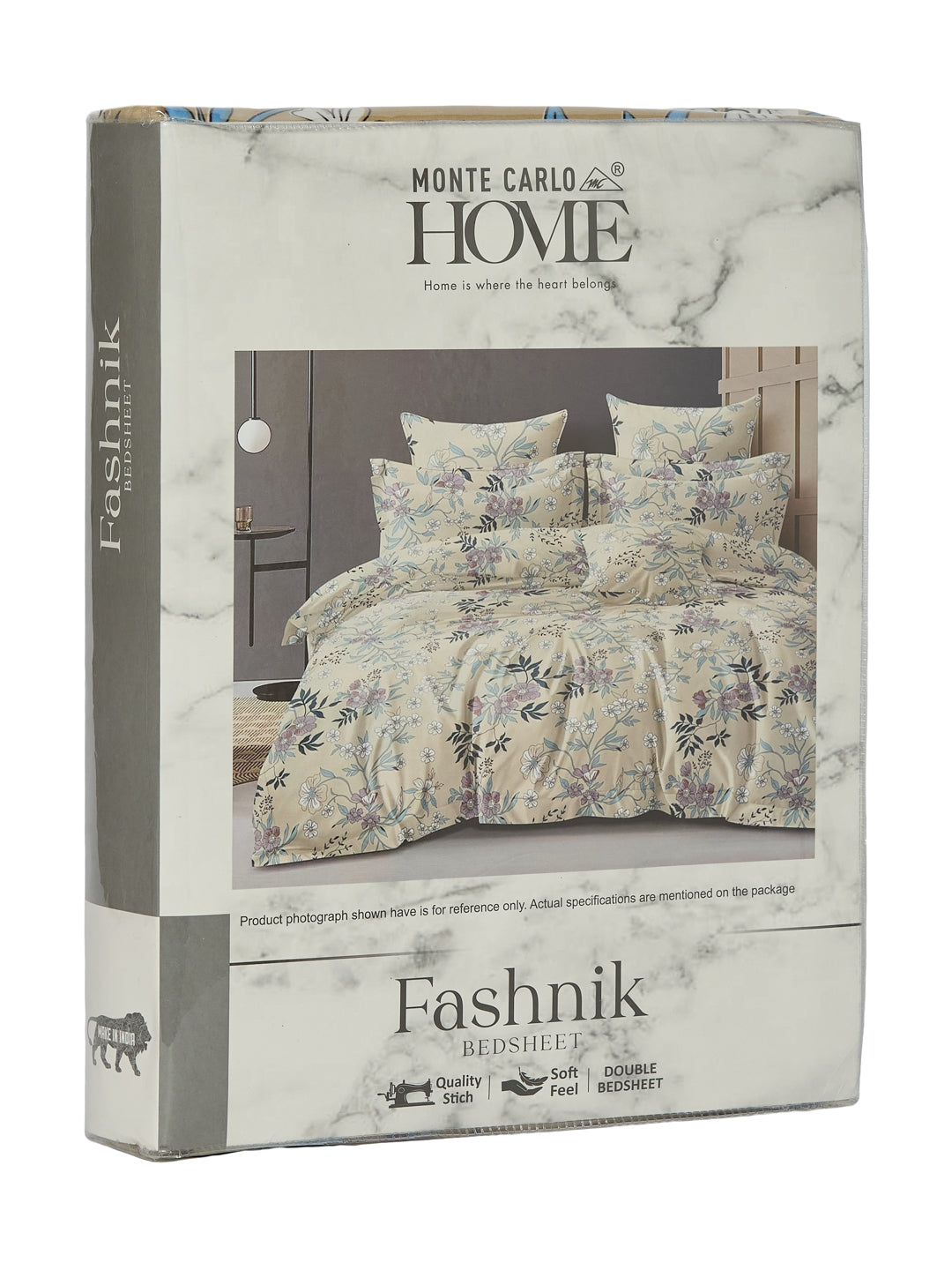 130 GSM Polyester Double Bed Bedsheet with 2 Pillow Covers Fashnik Collection