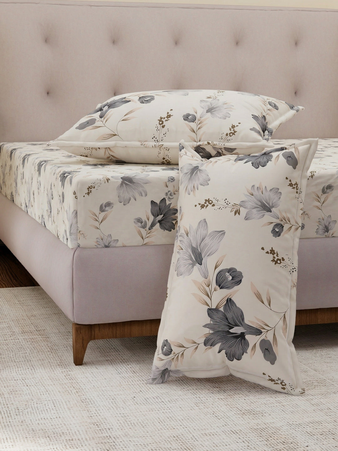 130 GSM Polyester Double Bed Bedsheet with 2 Pillow Covers Fashnik Collection