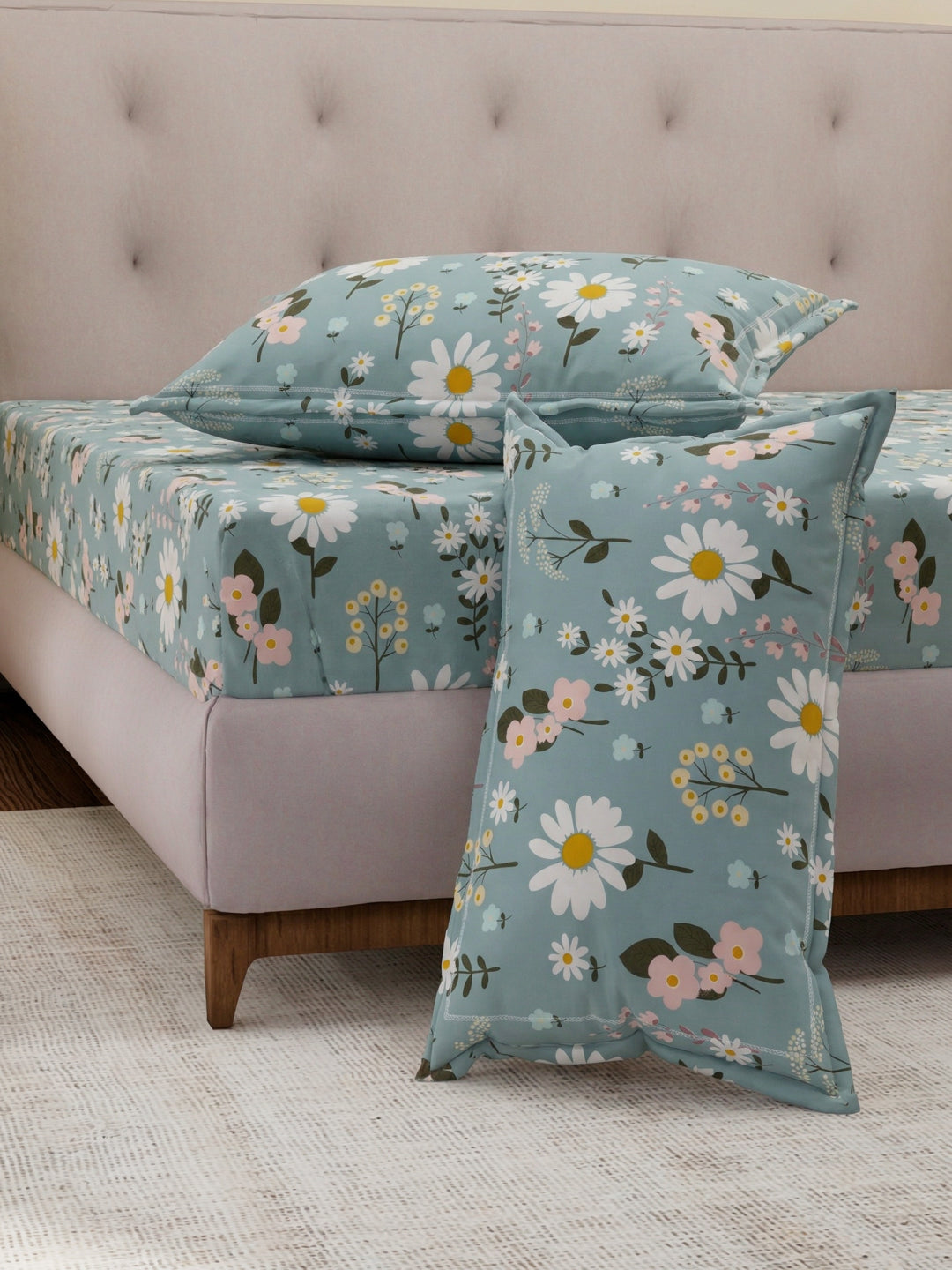 130 GSM Polyester Double Bed Bedsheet with 2 Pillow Covers Fashnik Collection