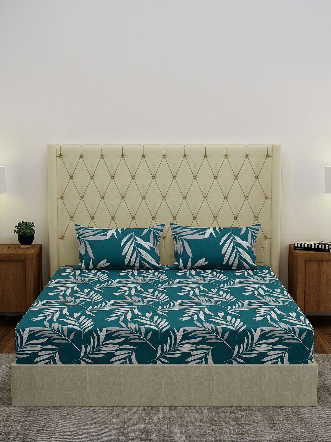 130 GSM Polyester Double Bed Bedsheet with 2 Pillow Covers Fashnik Collection