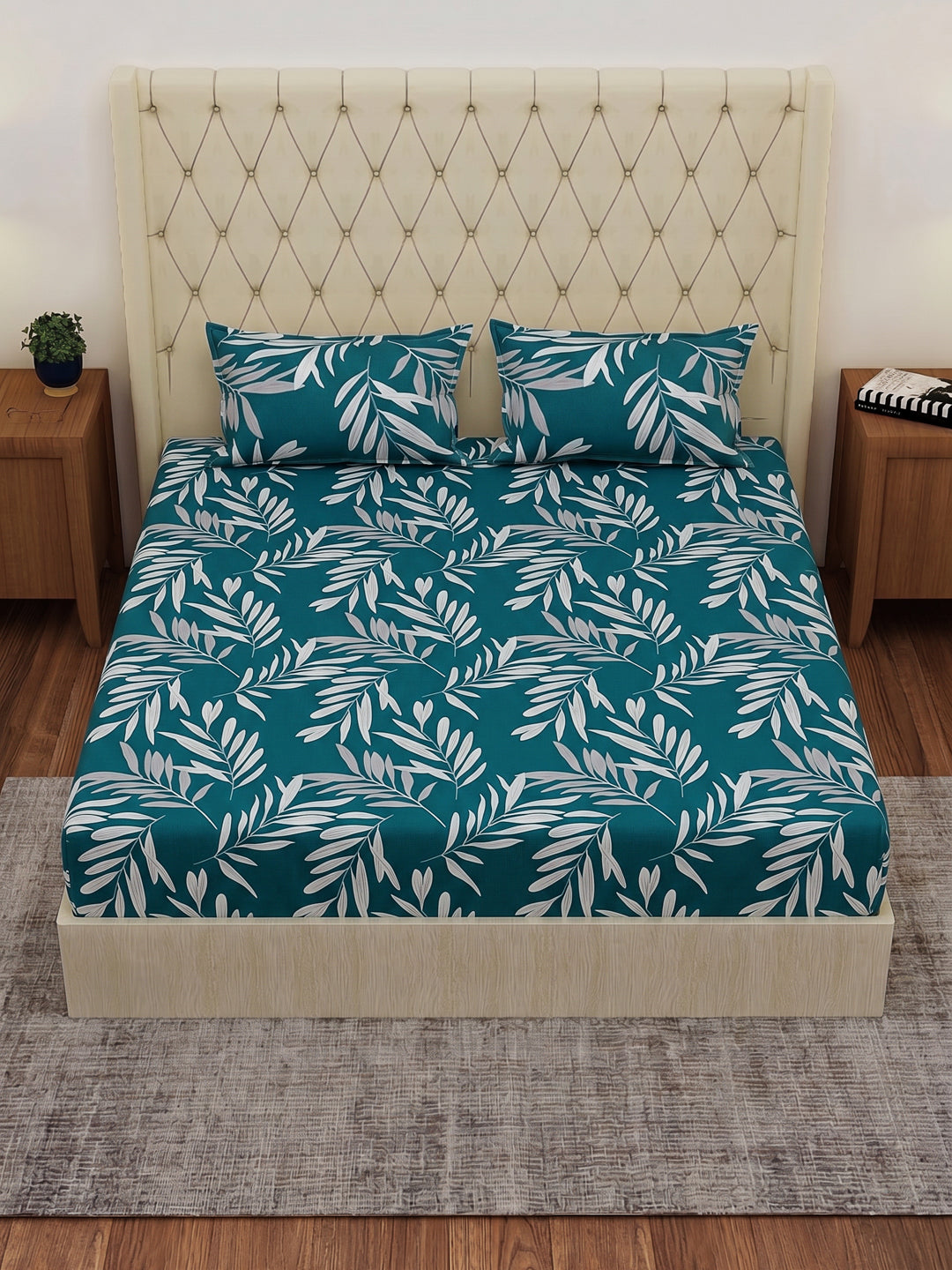 130 GSM Polyester Double Bed Bedsheet with 2 Pillow Covers Fashnik Collection