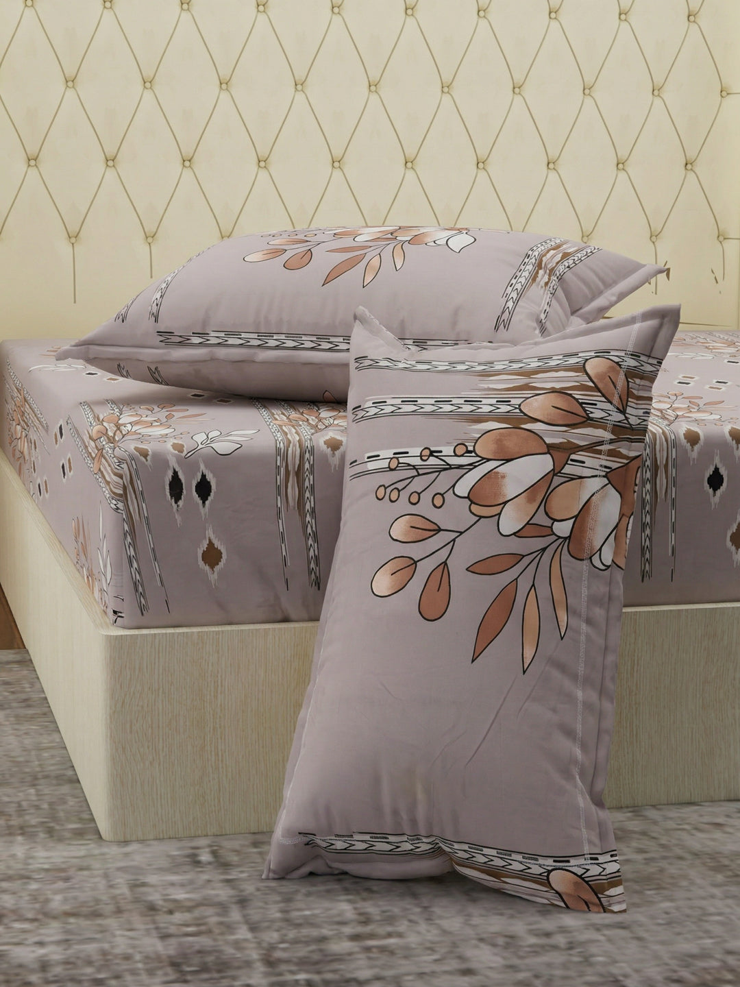 130 GSM Polyester Double Bed Bedsheet with 2 Pillow Covers Fashnik Collection