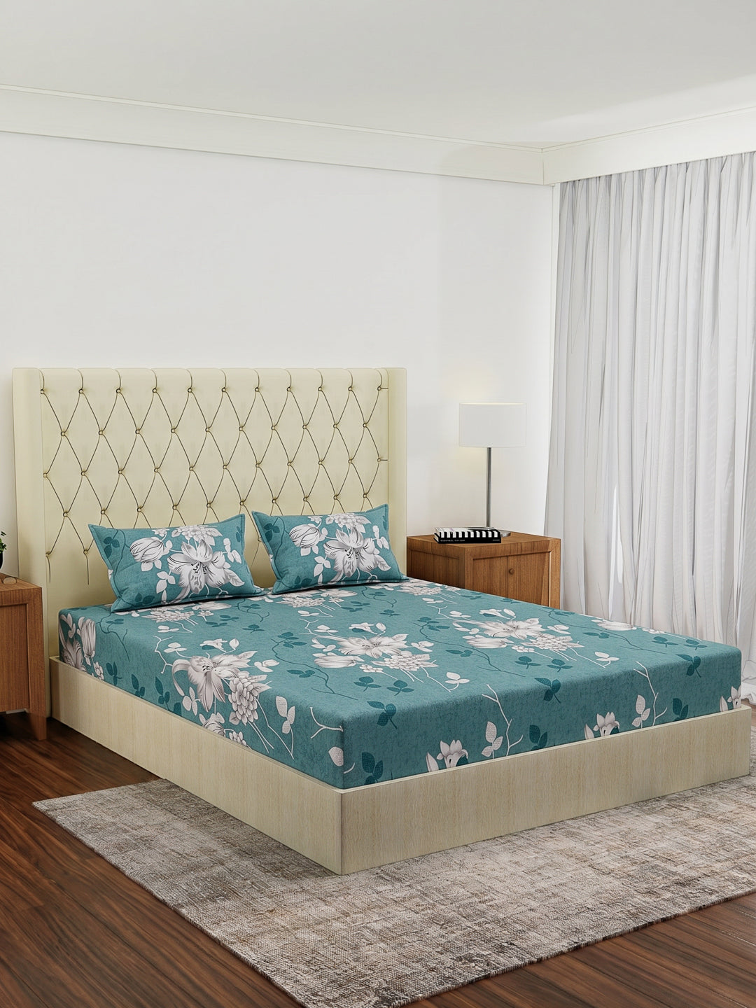 130 GSM Polyester Double Bed Bedsheet with 2 Pillow Covers Fashnik Collection