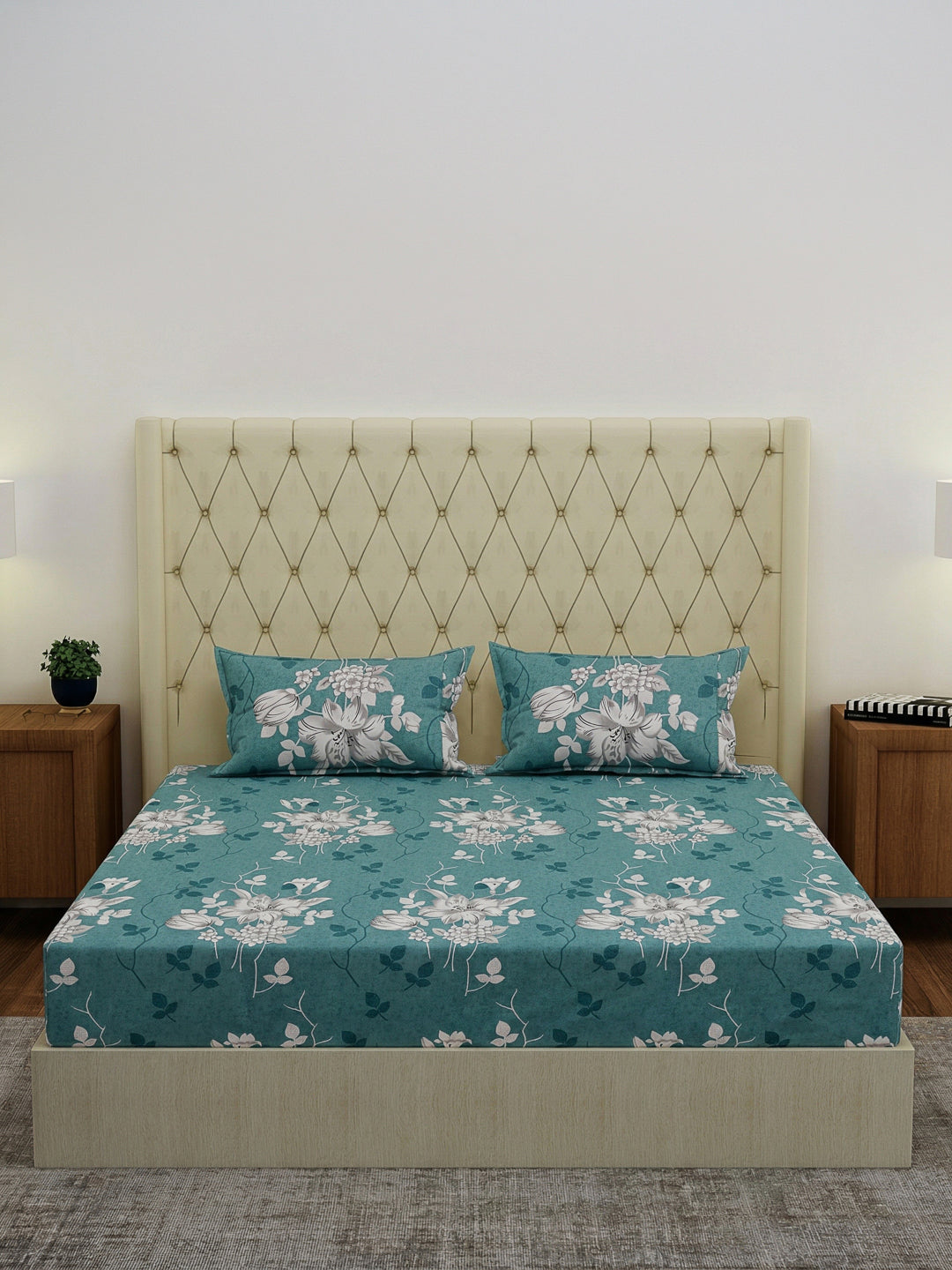 130 GSM Polyester Double Bed Bedsheet with 2 Pillow Covers Fashnik Collection