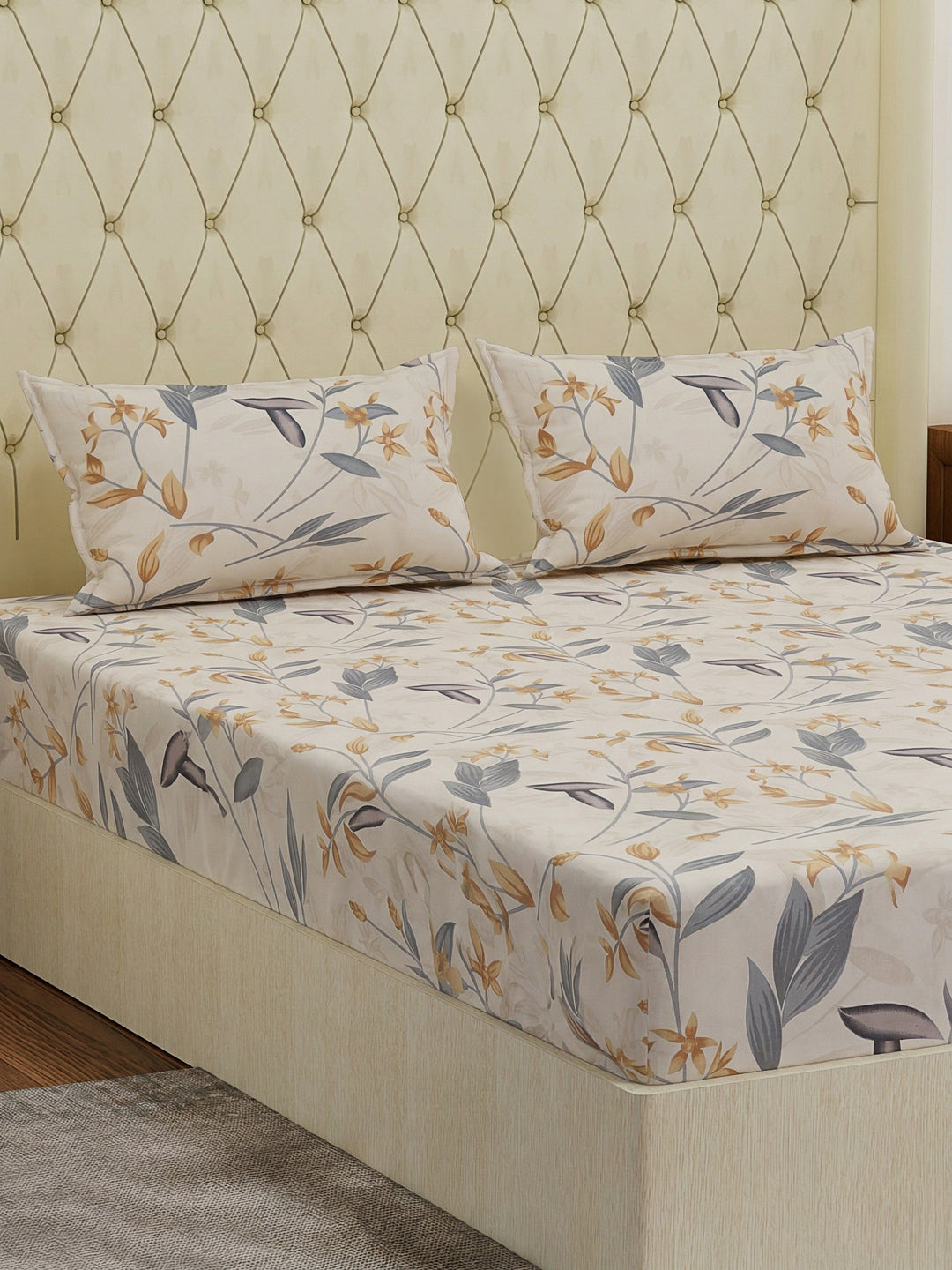 130 GSM Polyester Double Bed Bedsheet with 2 Pillow Covers Fashnik Collection