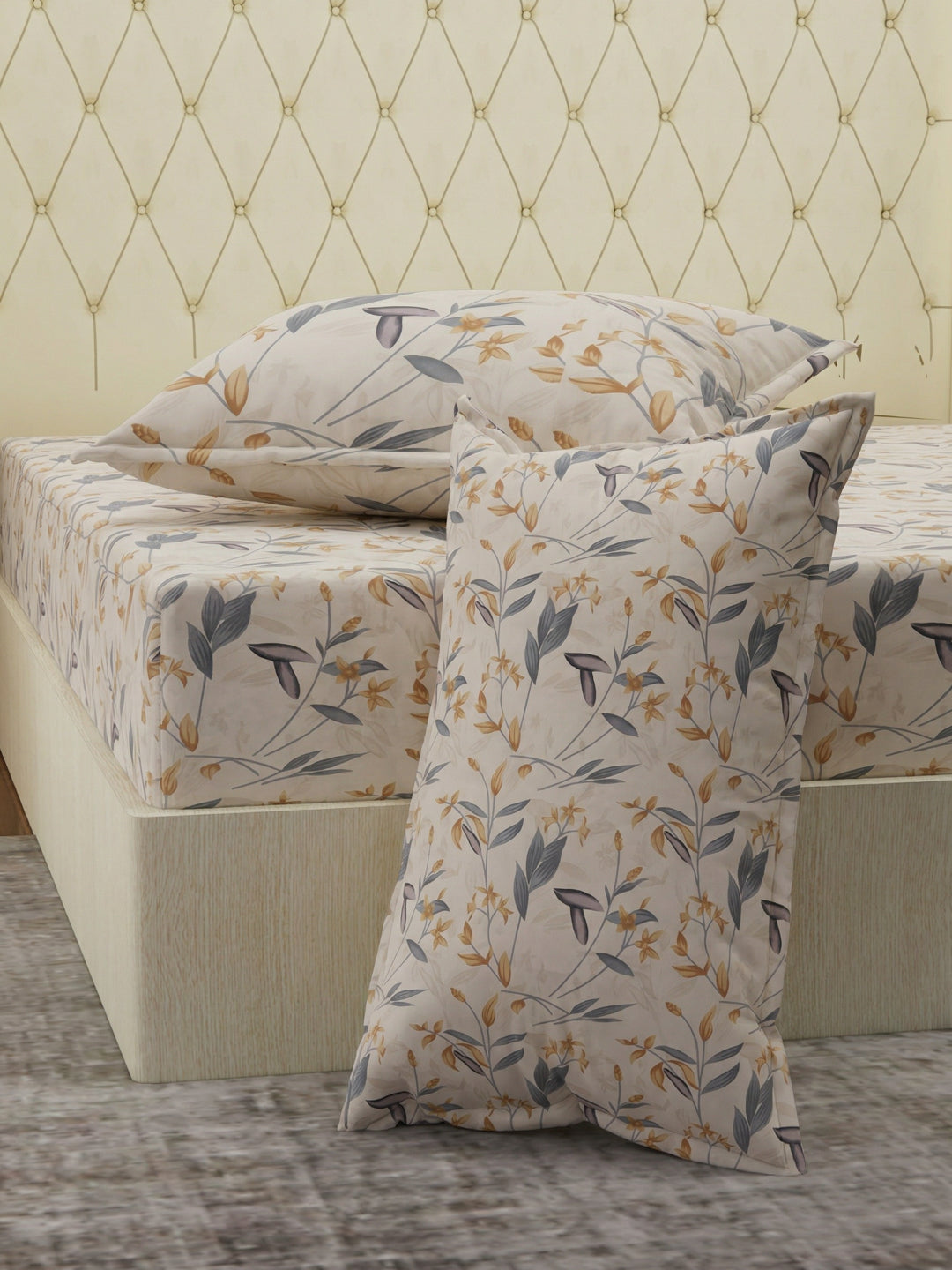 130 GSM Polyester Double Bed Bedsheet with 2 Pillow Covers Fashnik Collection