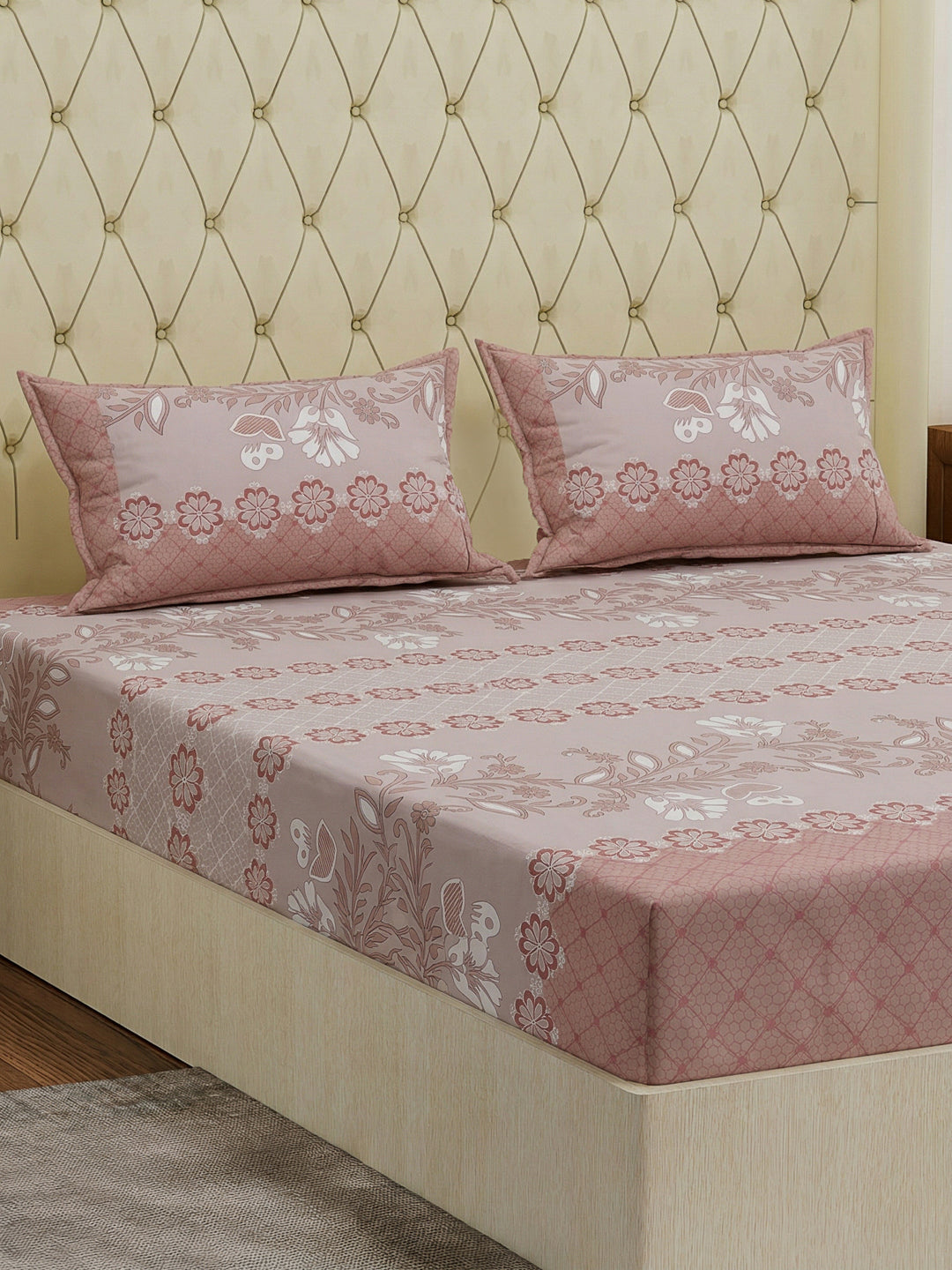 130 GSM Polyester Double Bed Bedsheet with 2 Pillow Covers Fashnik Collection