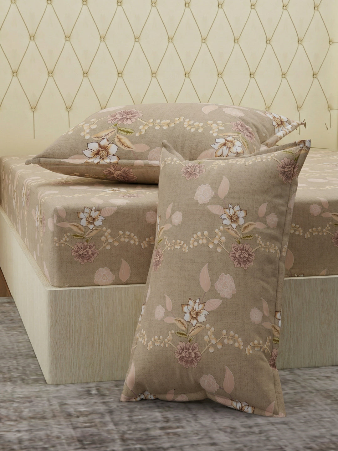 130 GSM Polyester Double Bed Bedsheet with 2 Pillow Covers Fashnik Collection