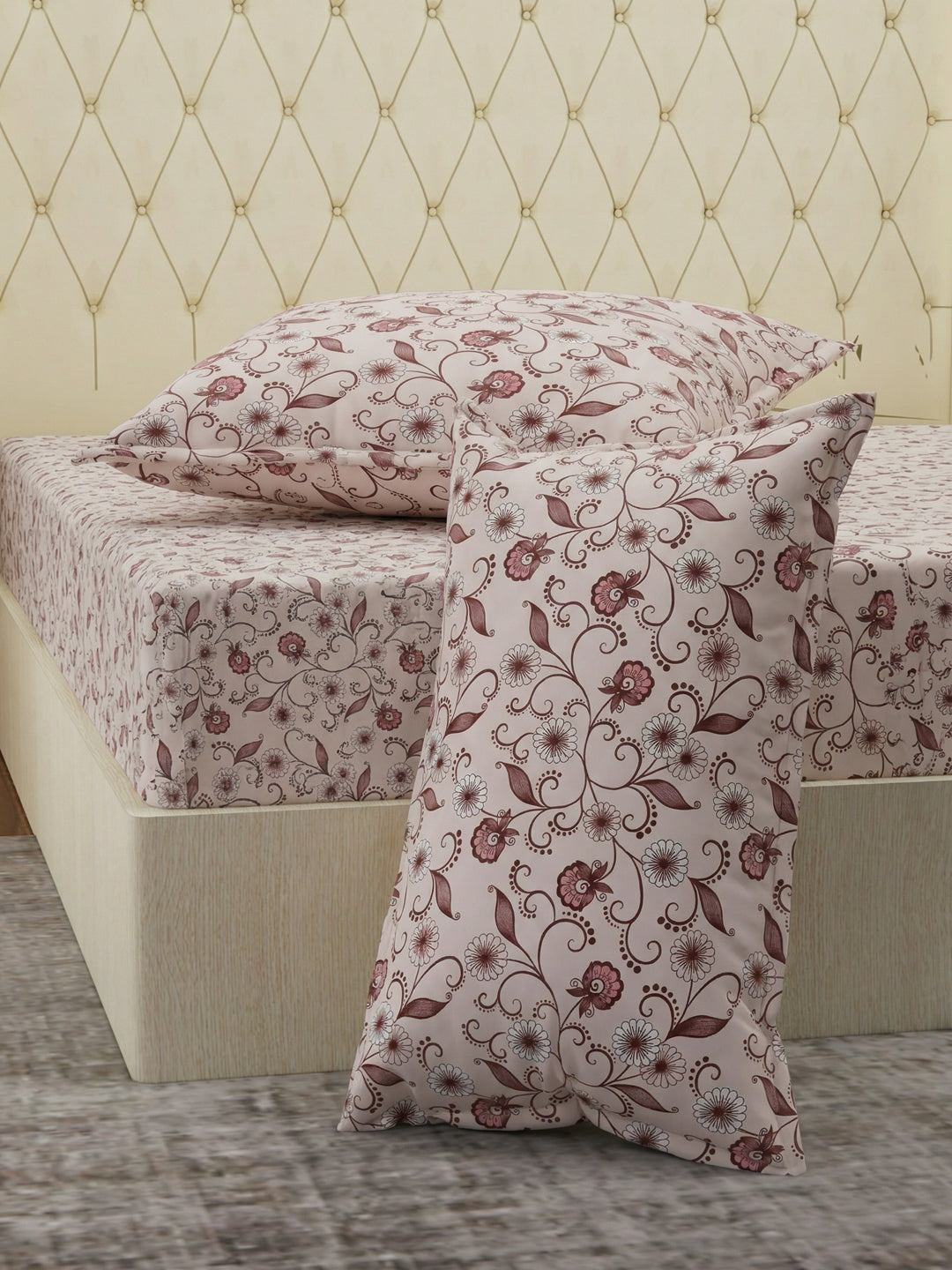 130 GSM Polyester Double Bed Bedsheet with 2 Pillow Covers Fashnik Collection