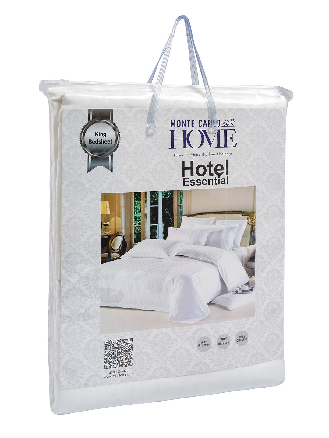 130 GSM Polyester King Size Bedsheet with 2 Pillow Covers Hotel Essential Collection