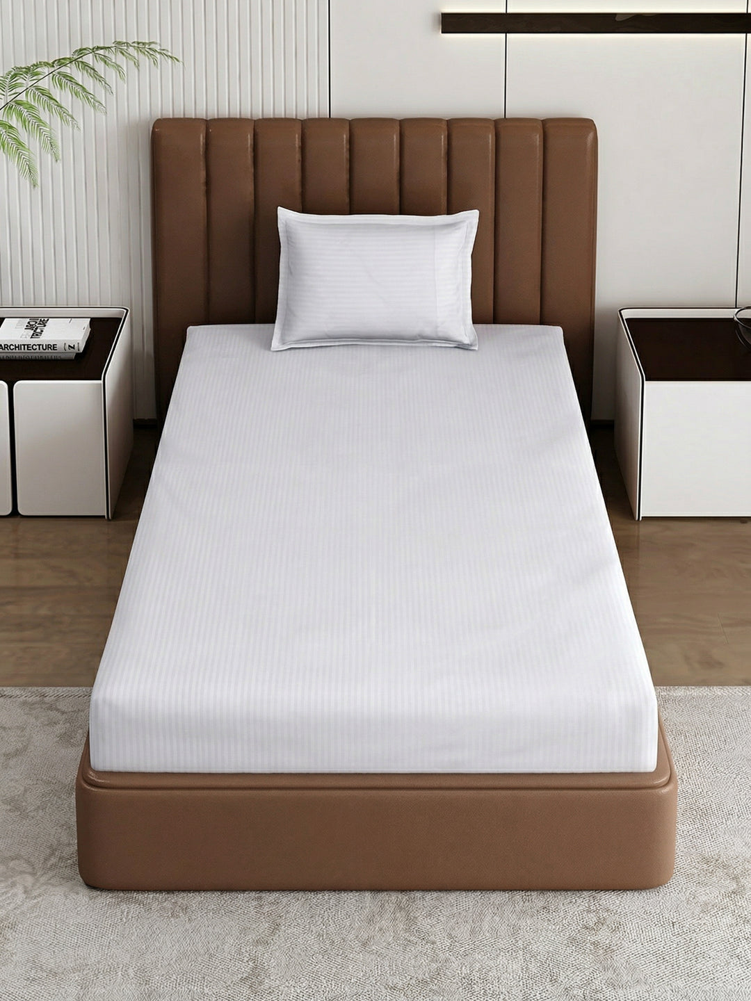 130 GSM Polyester Single Bed Bedsheet with 1 Pillow Cover Hotel Essential Collection