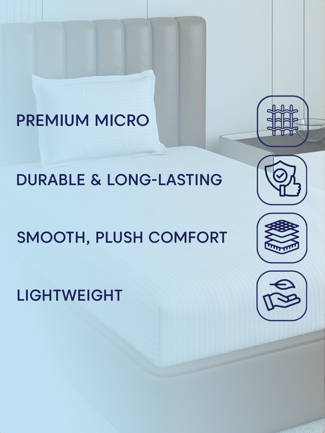 130 GSM Polyester Single Bed Bedsheet with 1 Pillow Cover Hotel Essential Collection