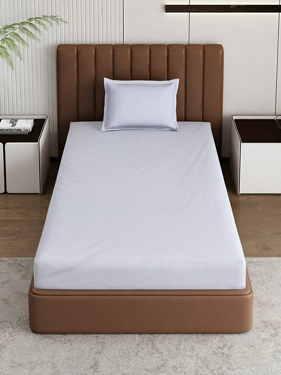 Premium 210 TC Pure Cotton Single Bed Bedsheet with 1 Pillow Cover Hotel Premium Collection