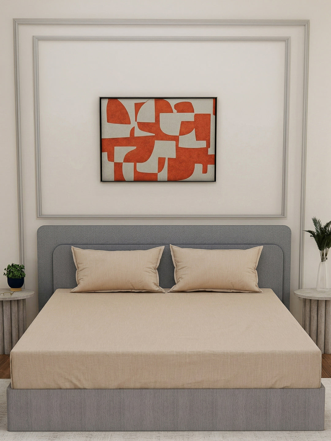 Luxury 300 TC Cotton Linen King Size Bedsheet with 2 Pillow Covers Eco Linen Collection