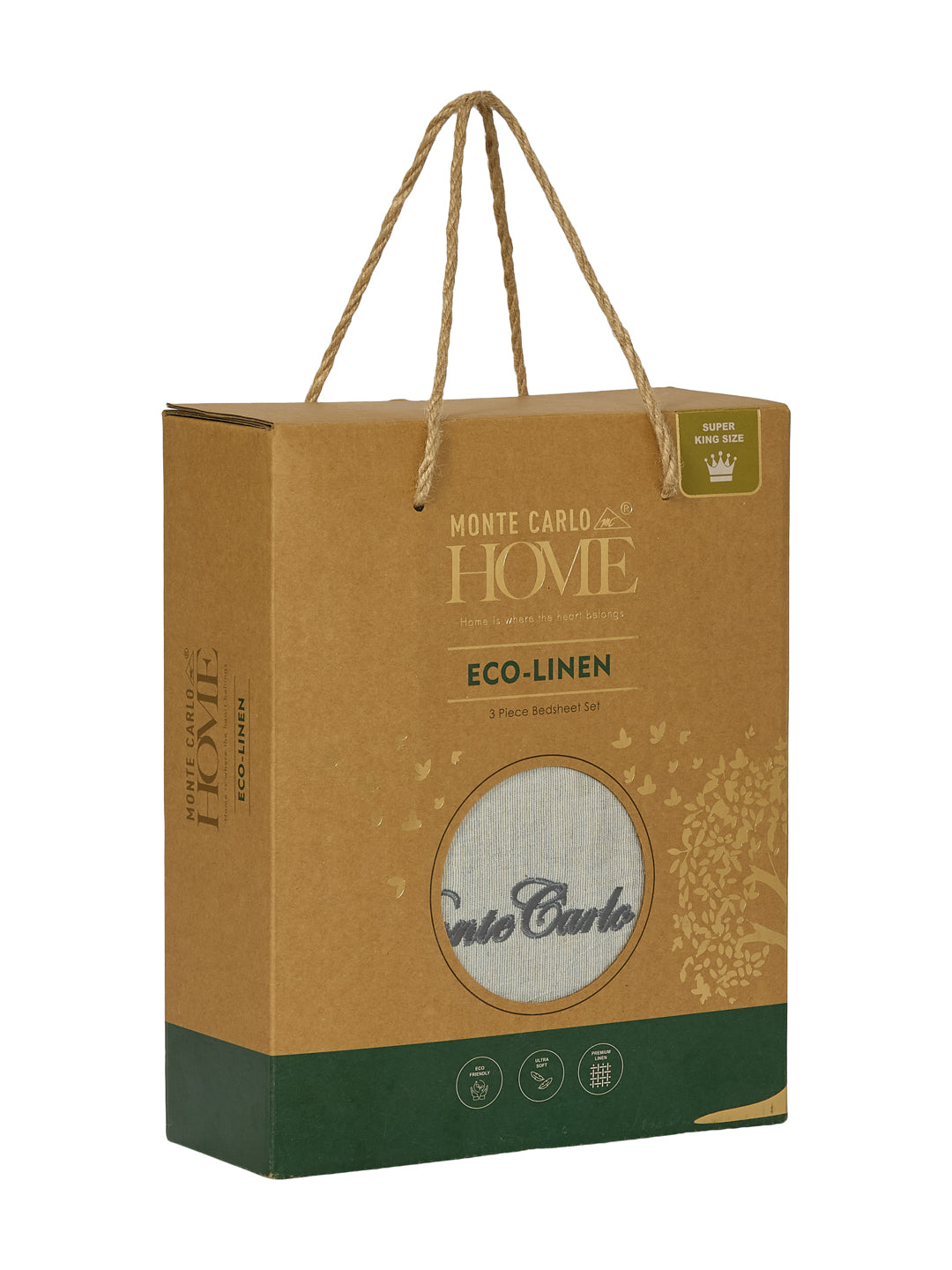 Luxury 300 TC Cotton Linen King Size Bedsheet with 2 Pillow Covers Eco Linen Collection