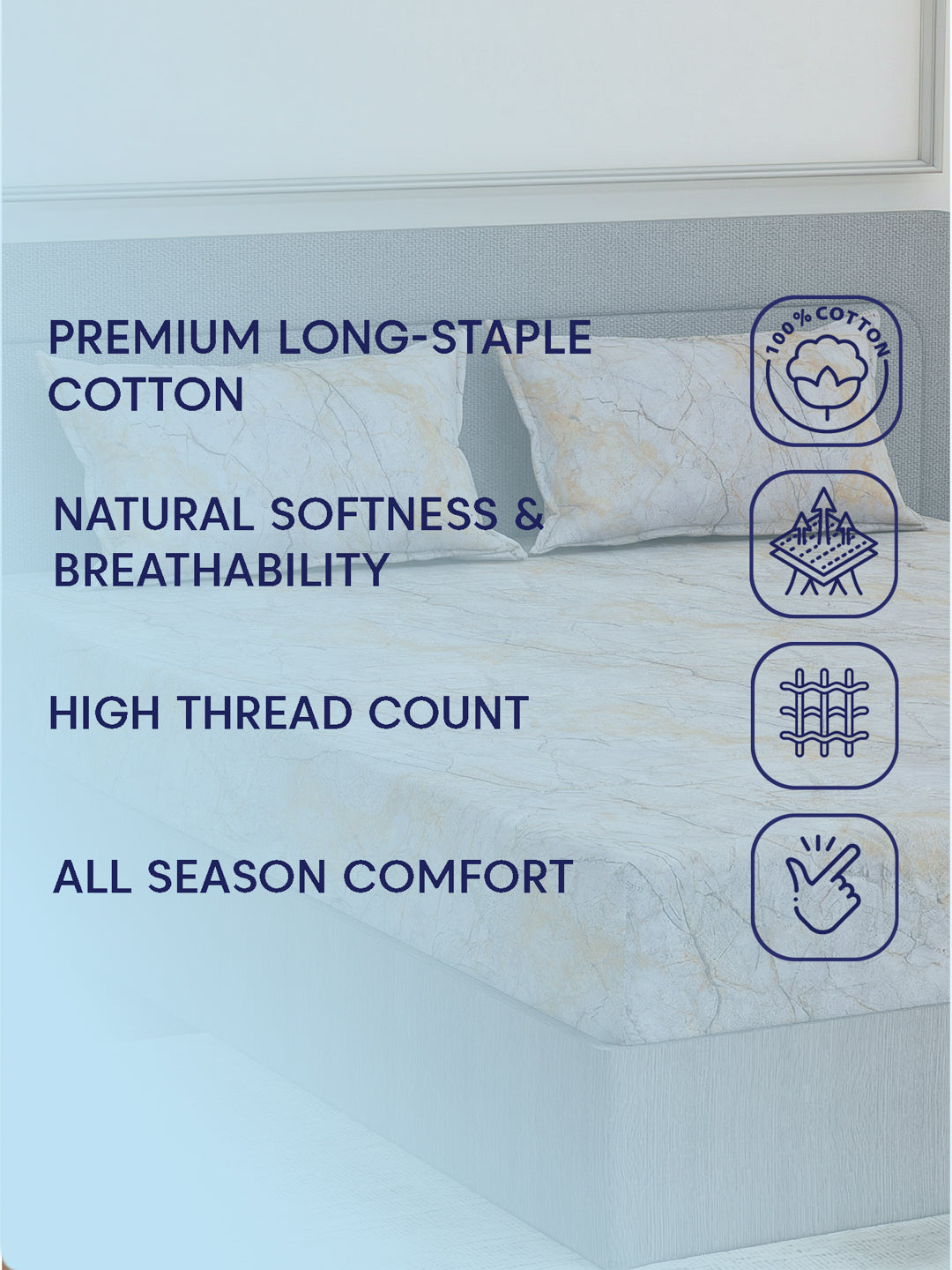 Premium 210 TC Pure Cotton King Size Bedsheet with 2 Pillow Covers Classique Mosaic Collection