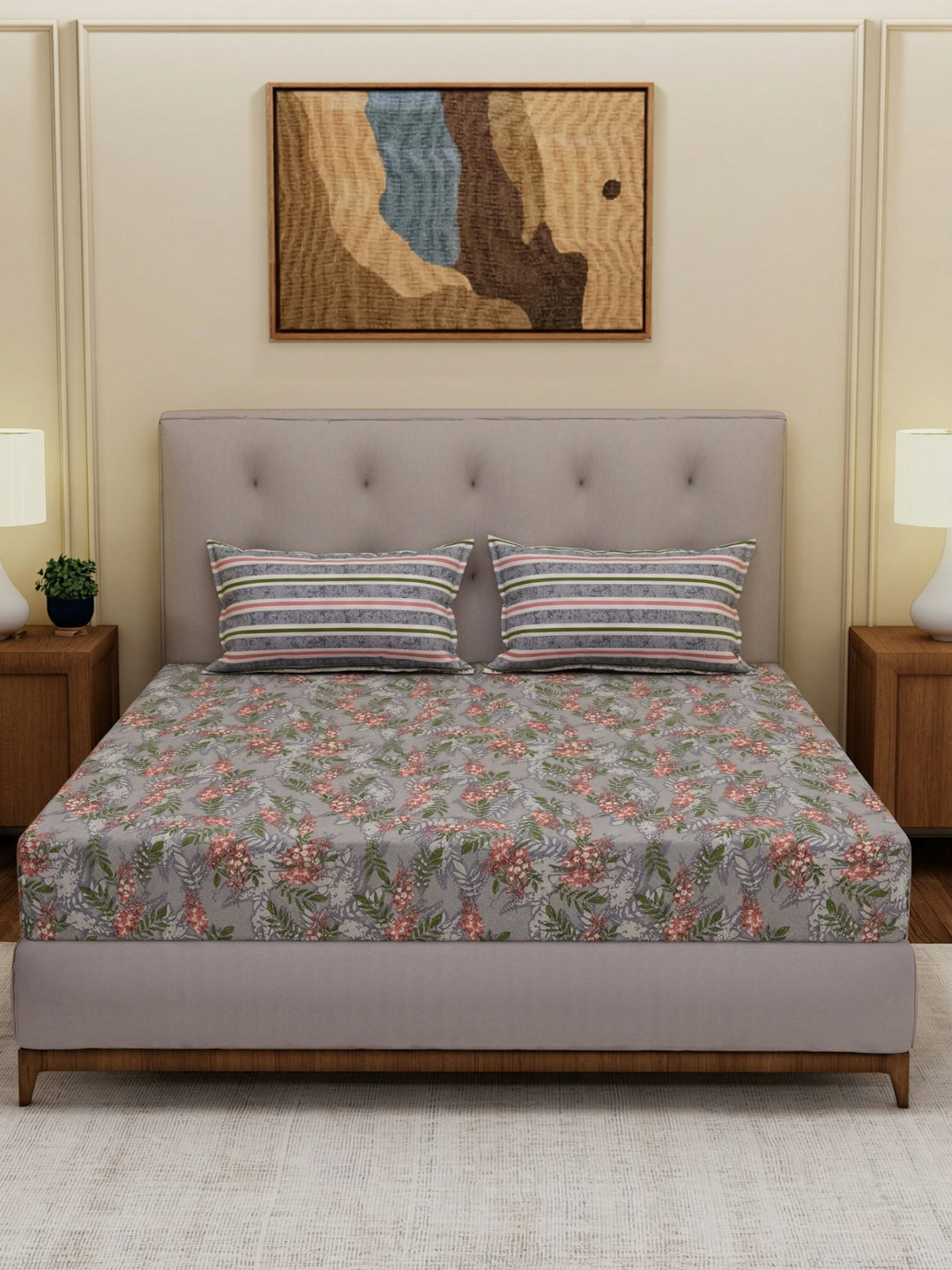 MOCA by Monte Carlo 120 TC Polycotton Double Bed Bedsheet with 2 Pillow Covers Paradise Collection
