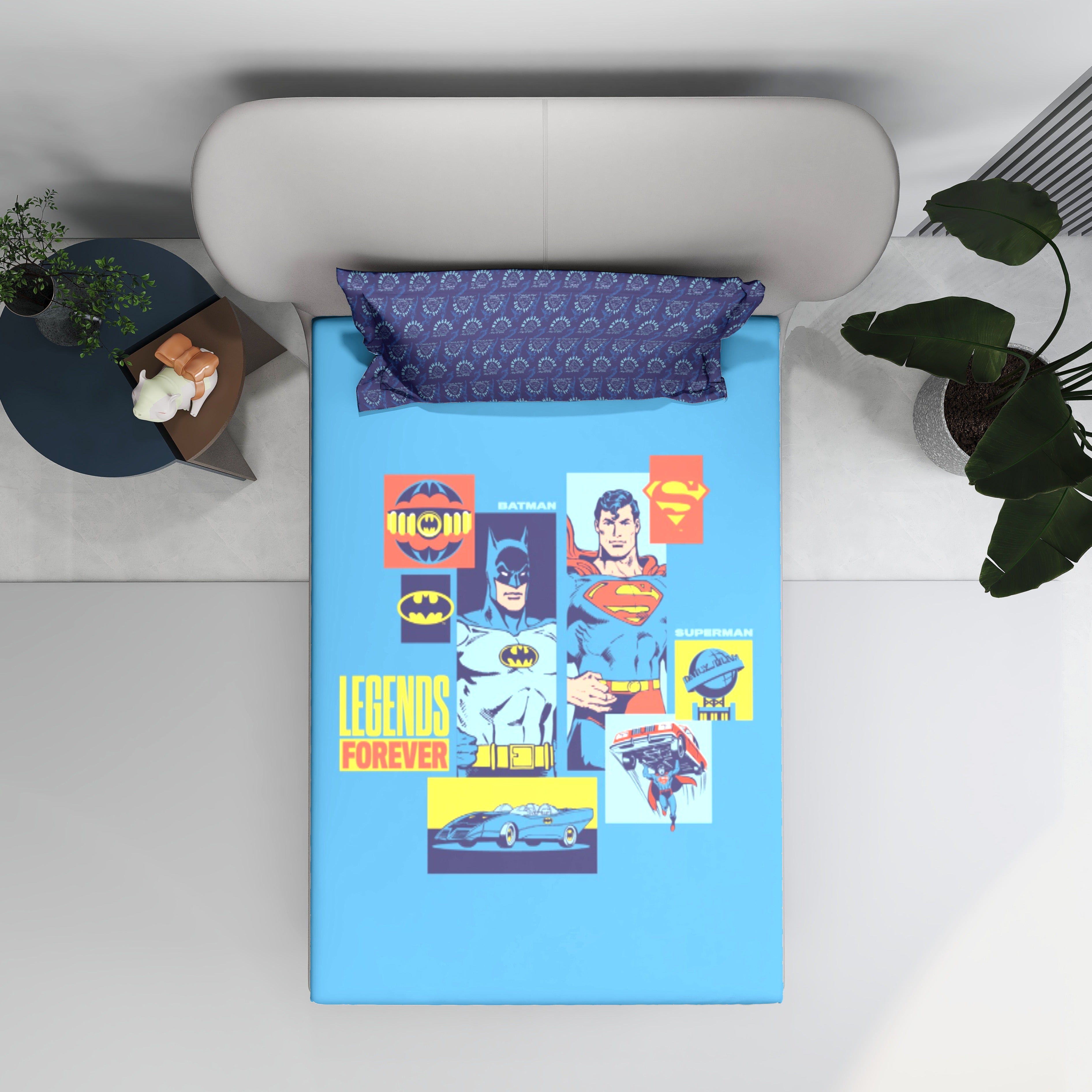 Monte Carlo Batman Printed 110 GSM Single Bedsheet with 1 Pillow Cover for Kids