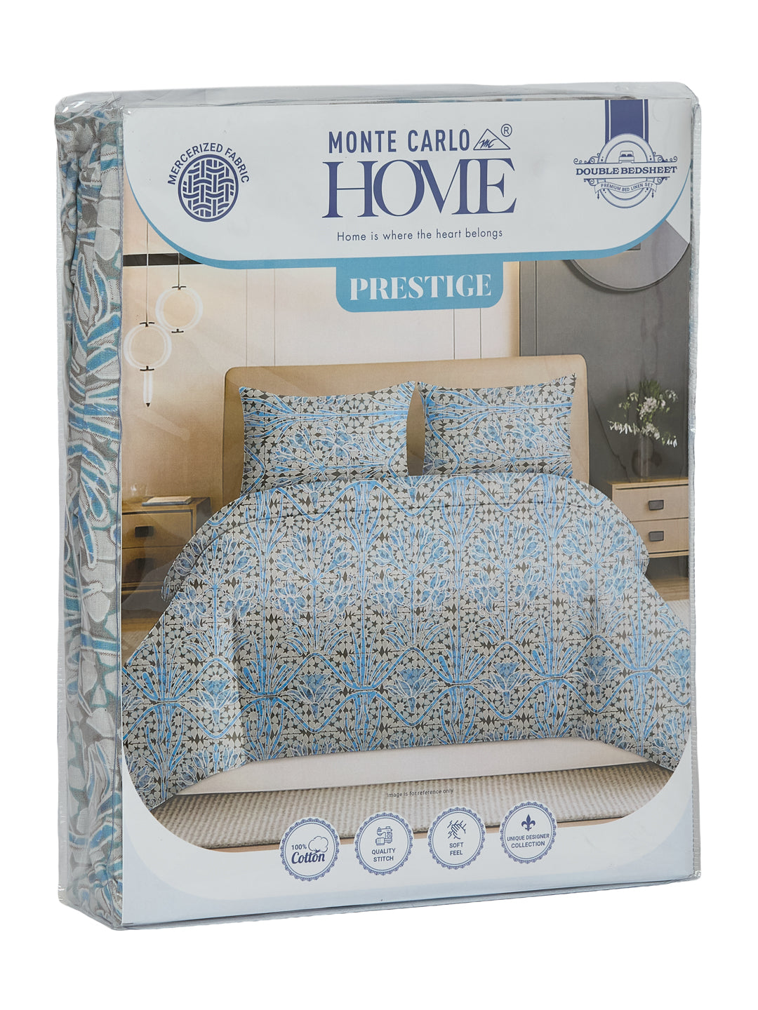 144 TC Pure Cotton Double Bed Bedsheet with 2 Pillow Covers Prestige Collection