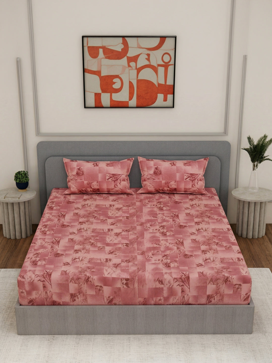 144 TC Pure Cotton Double Bed Bedsheet with 2 Pillow Covers Prestige Collection