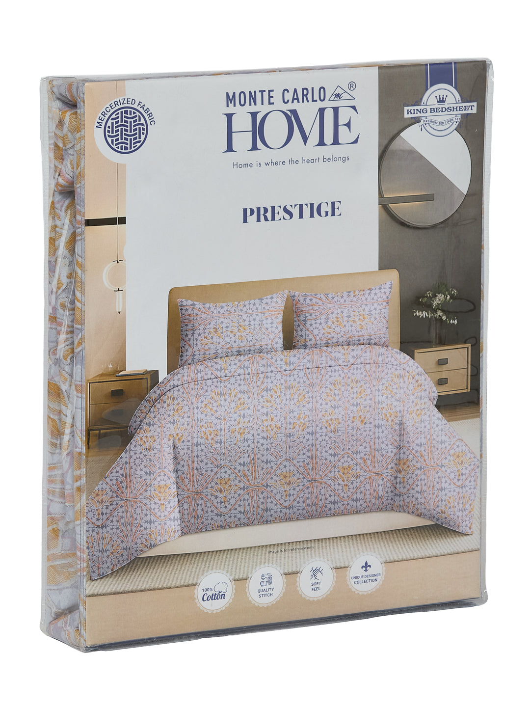 144 TC Pure Cotton King Size Bedsheet with 2 Pillow Covers Prestige Collection
