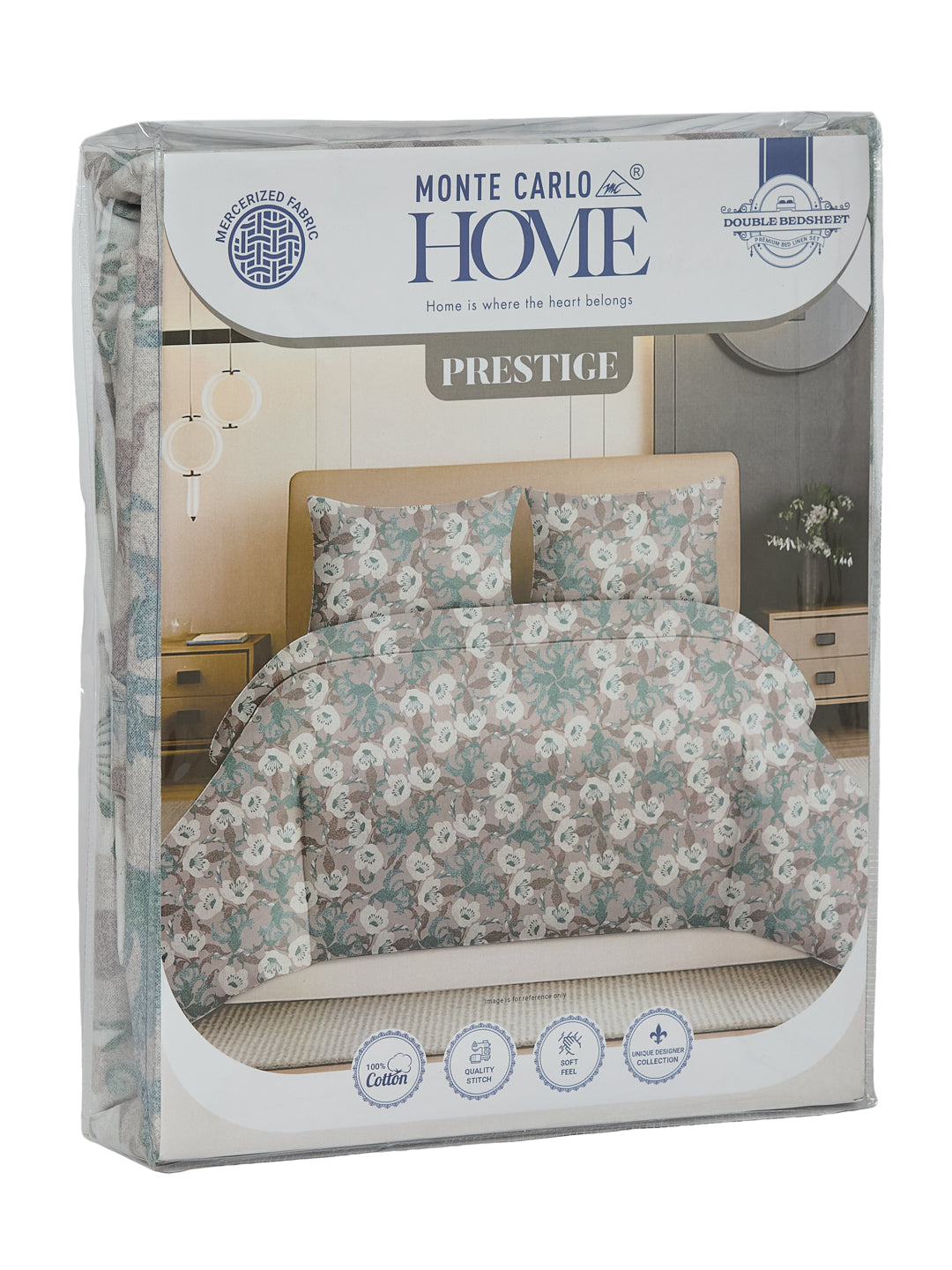 144 TC Pure Cotton Double Bed Bedsheet with 2 Pillow Covers Prestige Collection