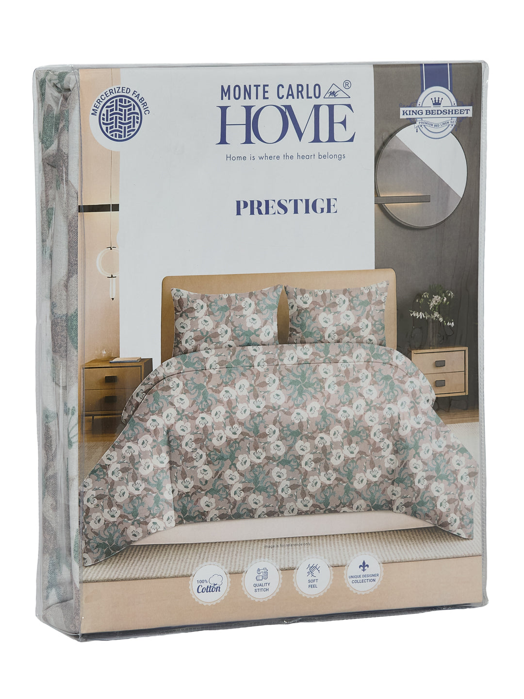 144 TC Pure Cotton King Size Bedsheet with 2 Pillow Covers Prestige Collection