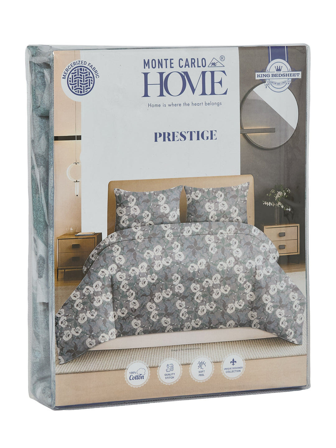 144 TC Pure Cotton King Size Bedsheet with 2 Pillow Covers Prestige Collection