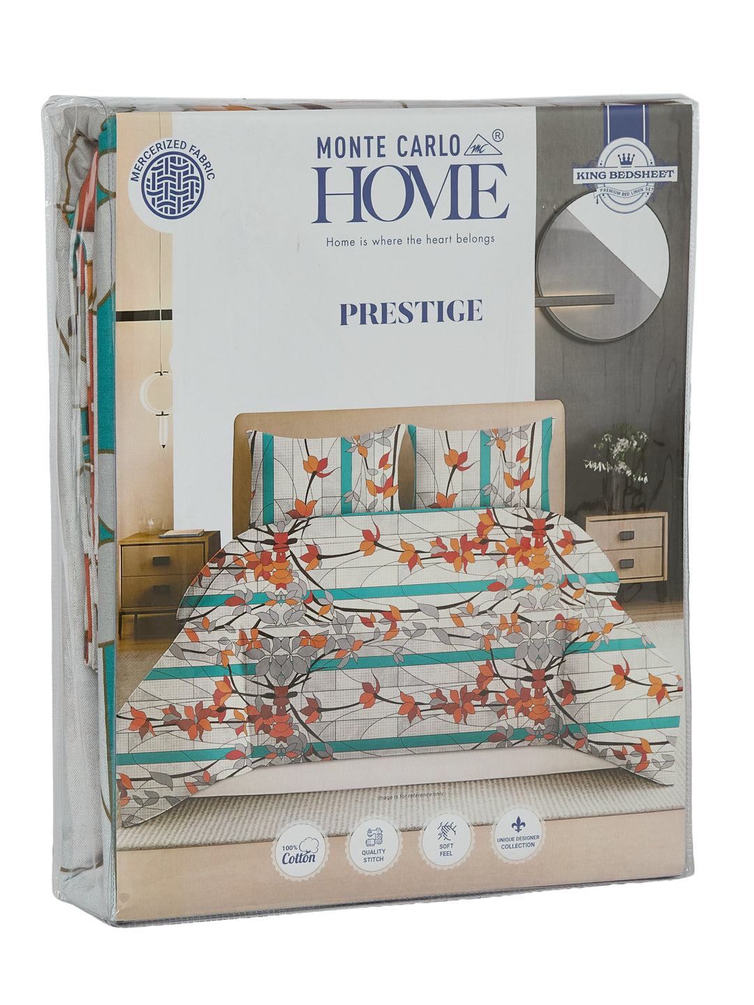 144 TC Pure Cotton King Size Bedsheet with 2 Pillow Covers Prestige Collection