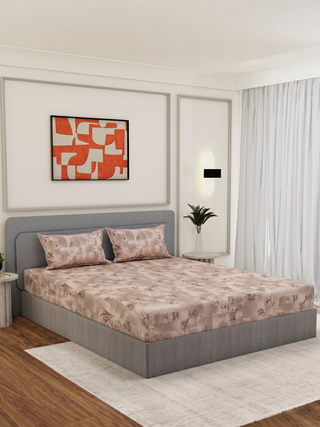 144 TC Pure Cotton King Size Bedsheet with 2 Pillow Covers Prestige Collection