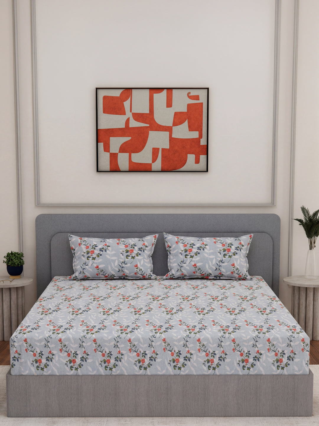 135 GSM Polyester King Size Bedsheet with 2 Pillow Covers Royal King Collection