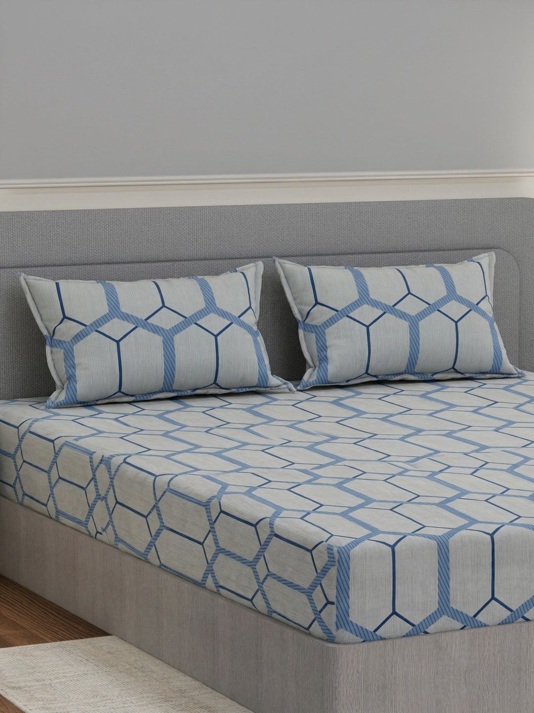 135 GSM Polyester King Size Bedsheet with 2 Pillow Covers Royal King Collection