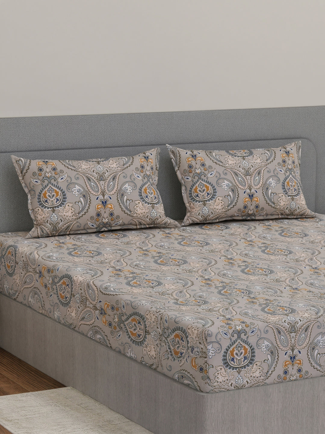 135 GSM Polyester King Size Bedsheet with 2 Pillow Covers Royal King Collection