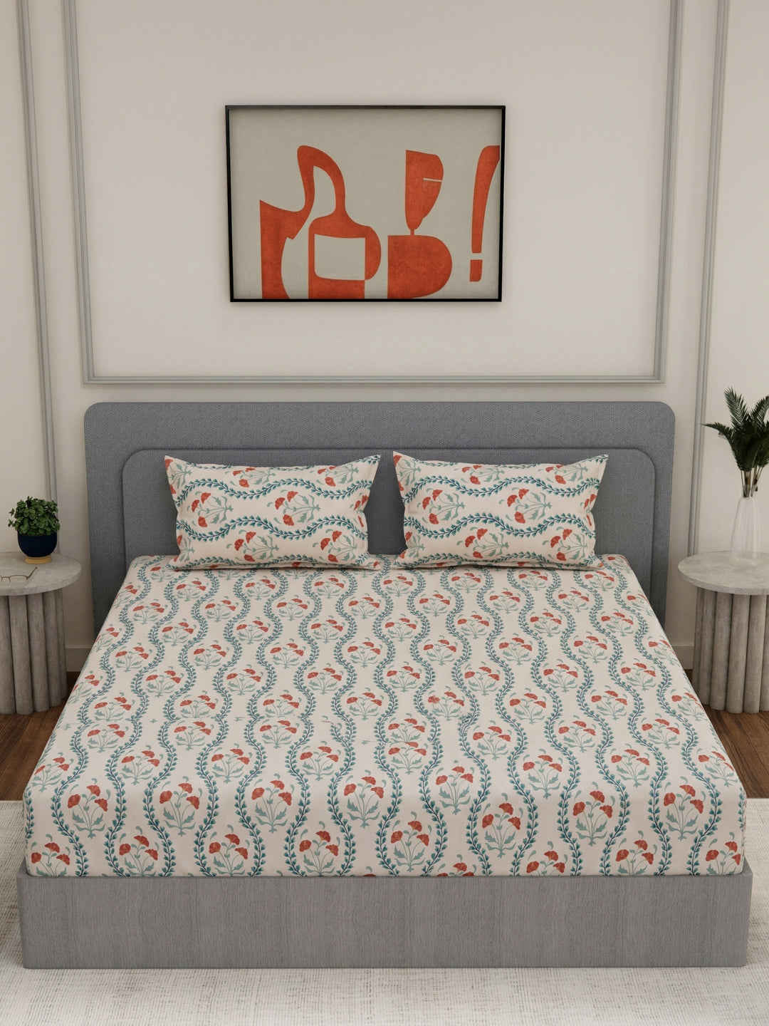 135 GSM Polyester King Size Bedsheet with 2 Pillow Covers Royal King Collection