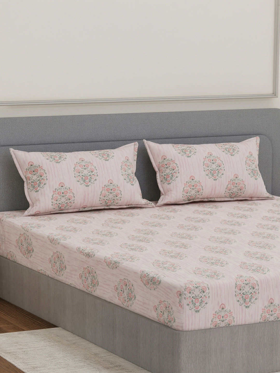 135 GSM Polyester King Size Bedsheet with 2 Pillow Covers Royal King Collection