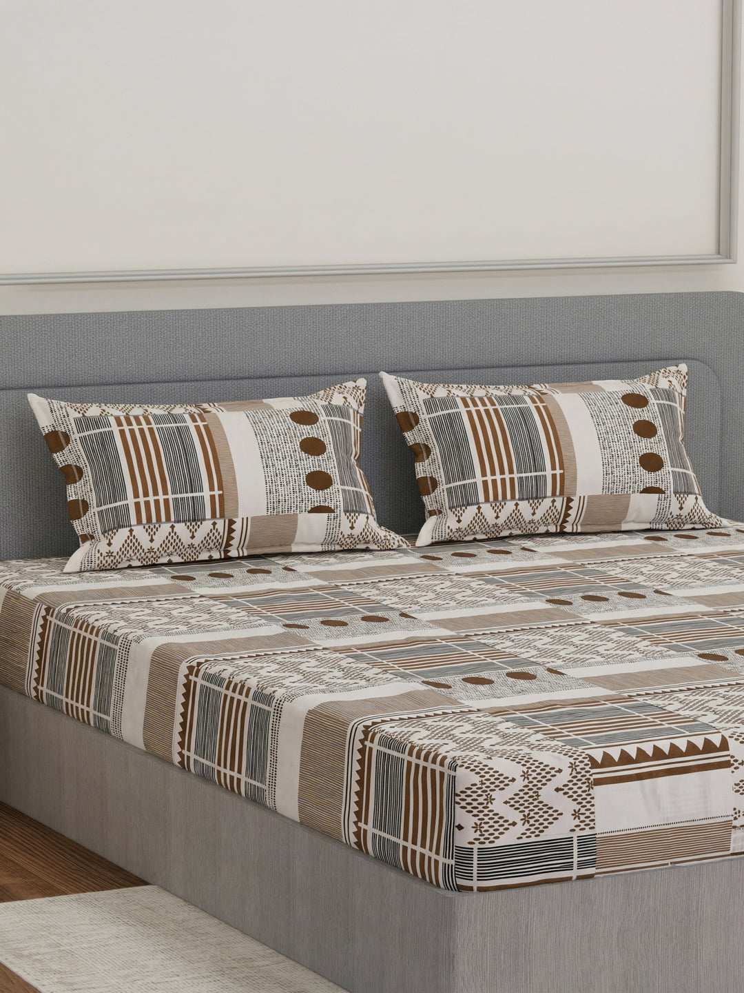 135 GSM Polyester King Size Bedsheet with 2 Pillow Covers Royal King Collection