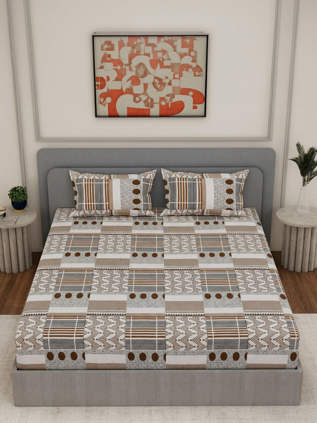 135 GSM Polyester King Size Bedsheet with 2 Pillow Covers Royal King Collection