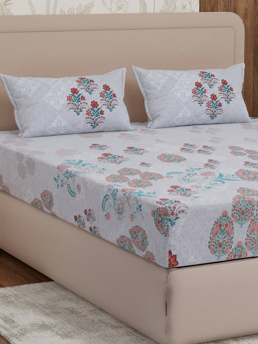 Premium 180 TC Pure Cotton King Size Bedsheet with 2 Pillow Covers Sanganeri Collection