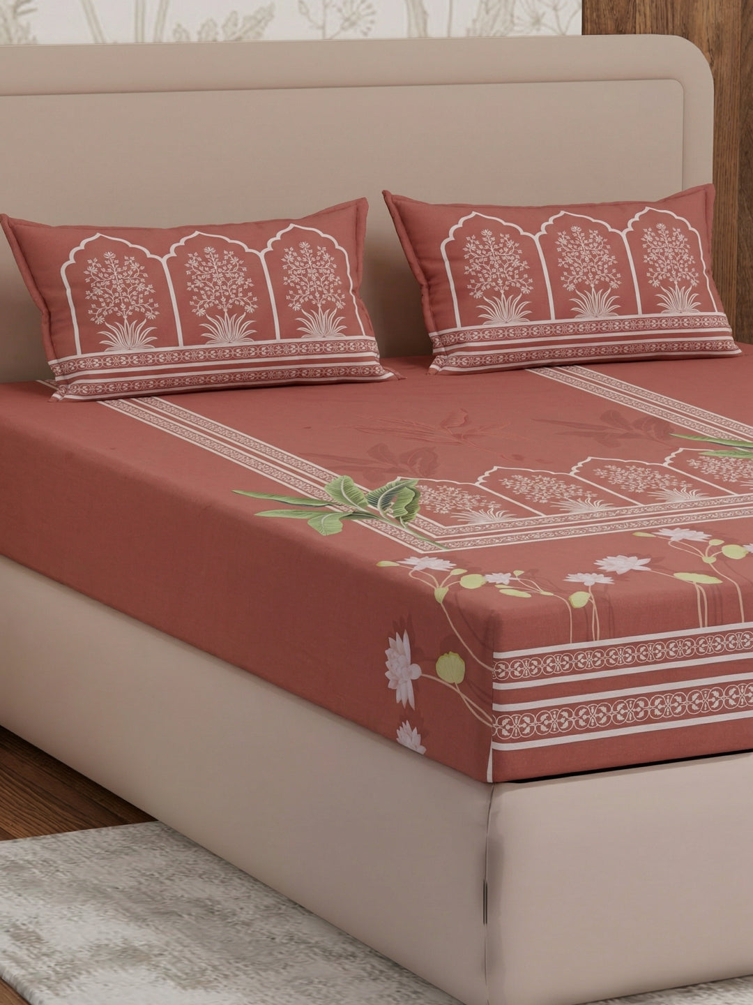 Premium 180 TC Pure Cotton King Size Bedsheet with 2 Pillow Covers Sanganeri Collection