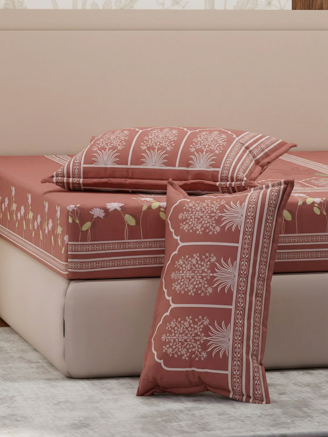 Premium 180 TC Pure Cotton King Size Bedsheet with 2 Pillow Covers Sanganeri Collection