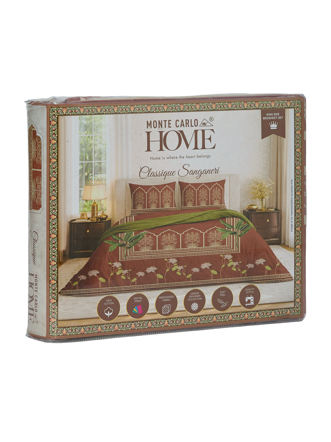 Premium 180 TC Pure Cotton King Size Bedsheet with 2 Pillow Covers Sanganeri Collection