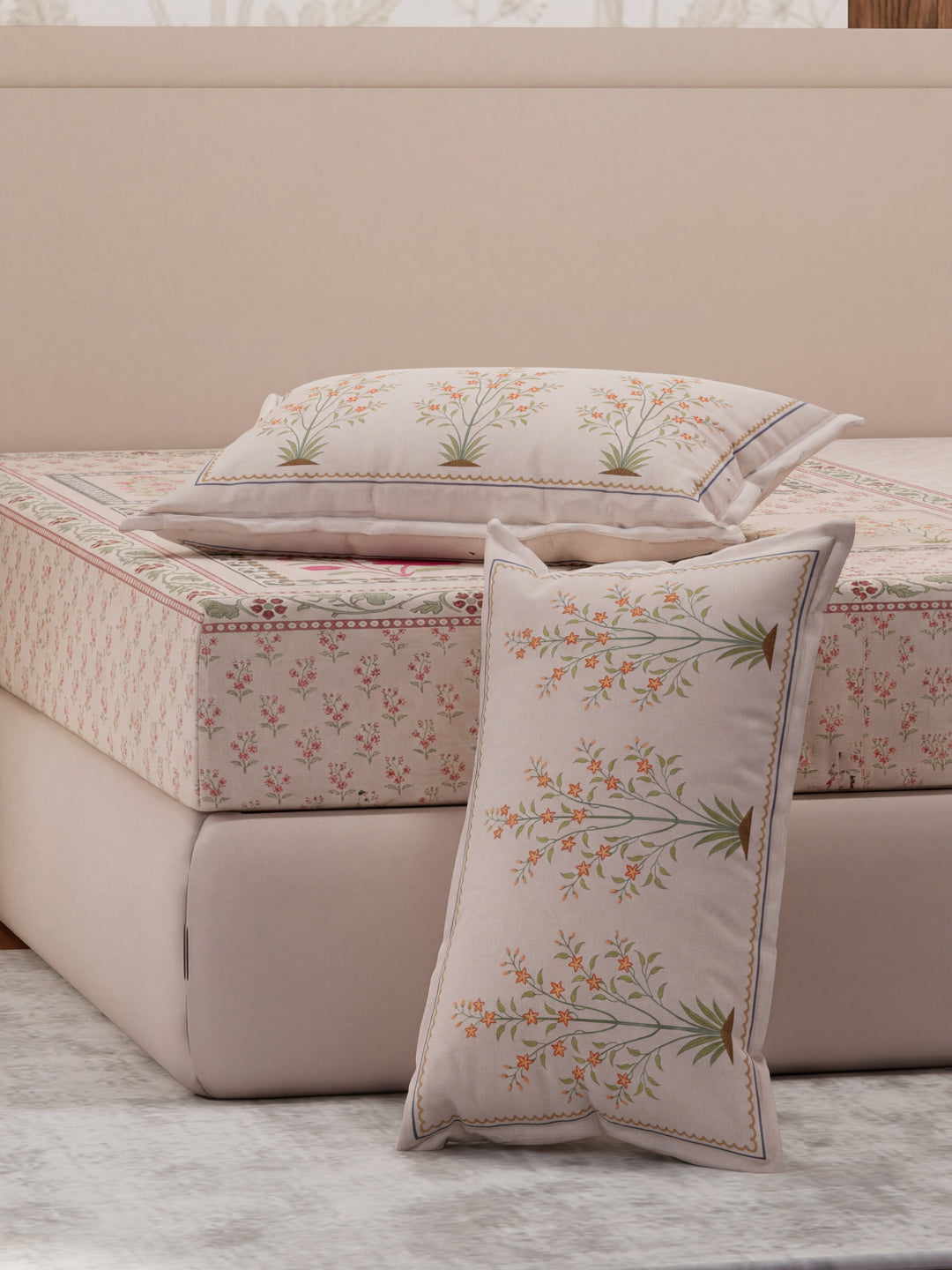 Premium 180 TC Pure Cotton King Size Bedsheet with 2 Pillow Covers Sanganeri Collection