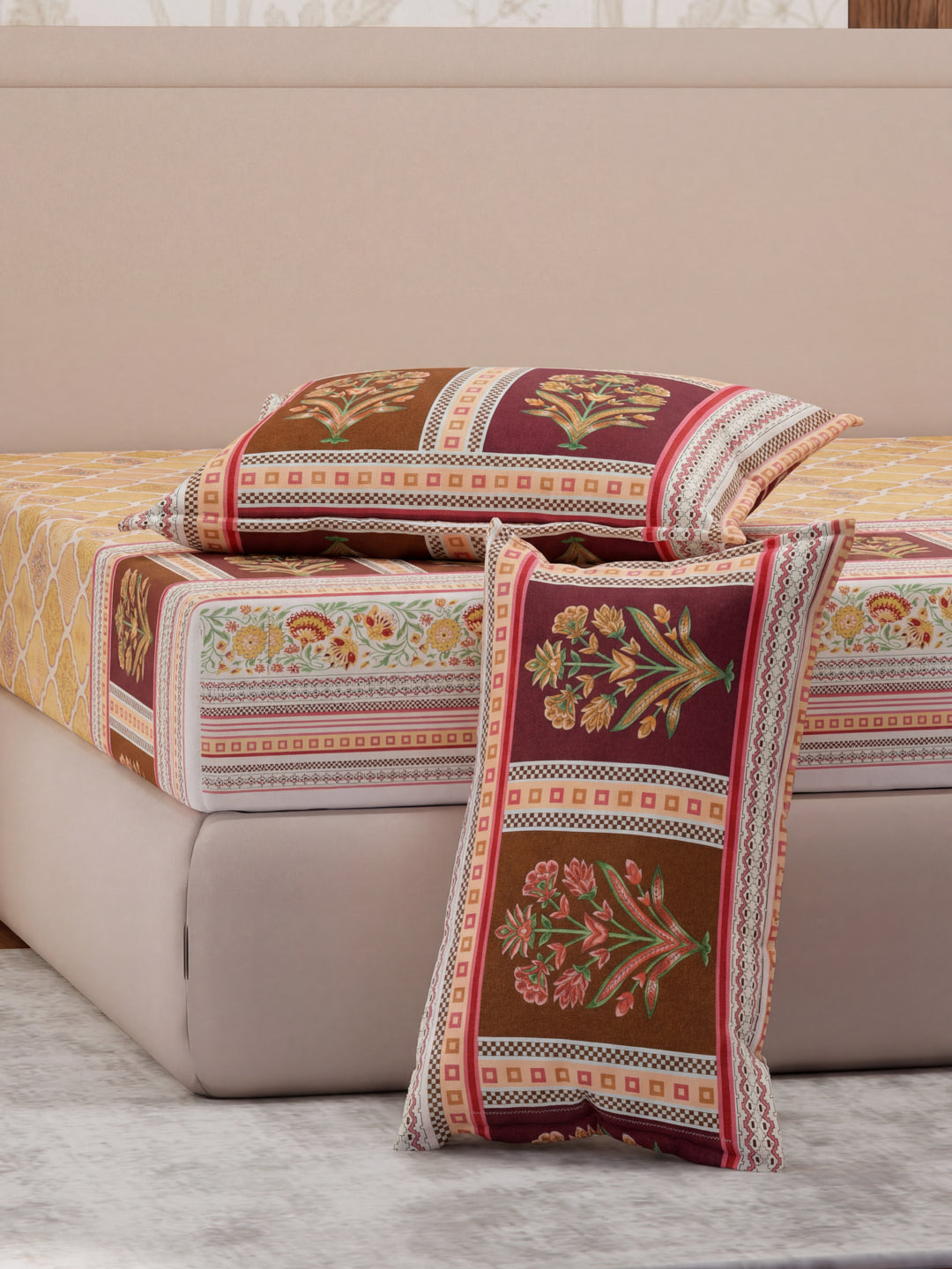 Premium 180 TC Pure Cotton King Size Bedsheet with 2 Pillow Covers Sanganeri Collection